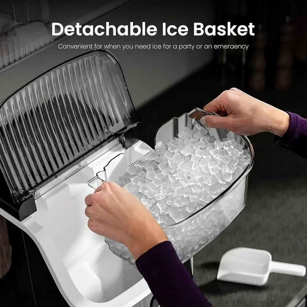 Nugget Ice Maker | Portable Countertop Ice Machine with Self-Cleaning Function | Compact Design for Quick Ice Production