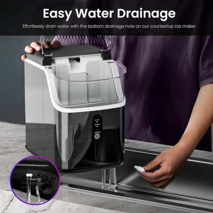 Nugget Ice Maker | Portable Countertop Ice Machine with Self-Cleaning Function | Compact Design for Quick Ice Production
