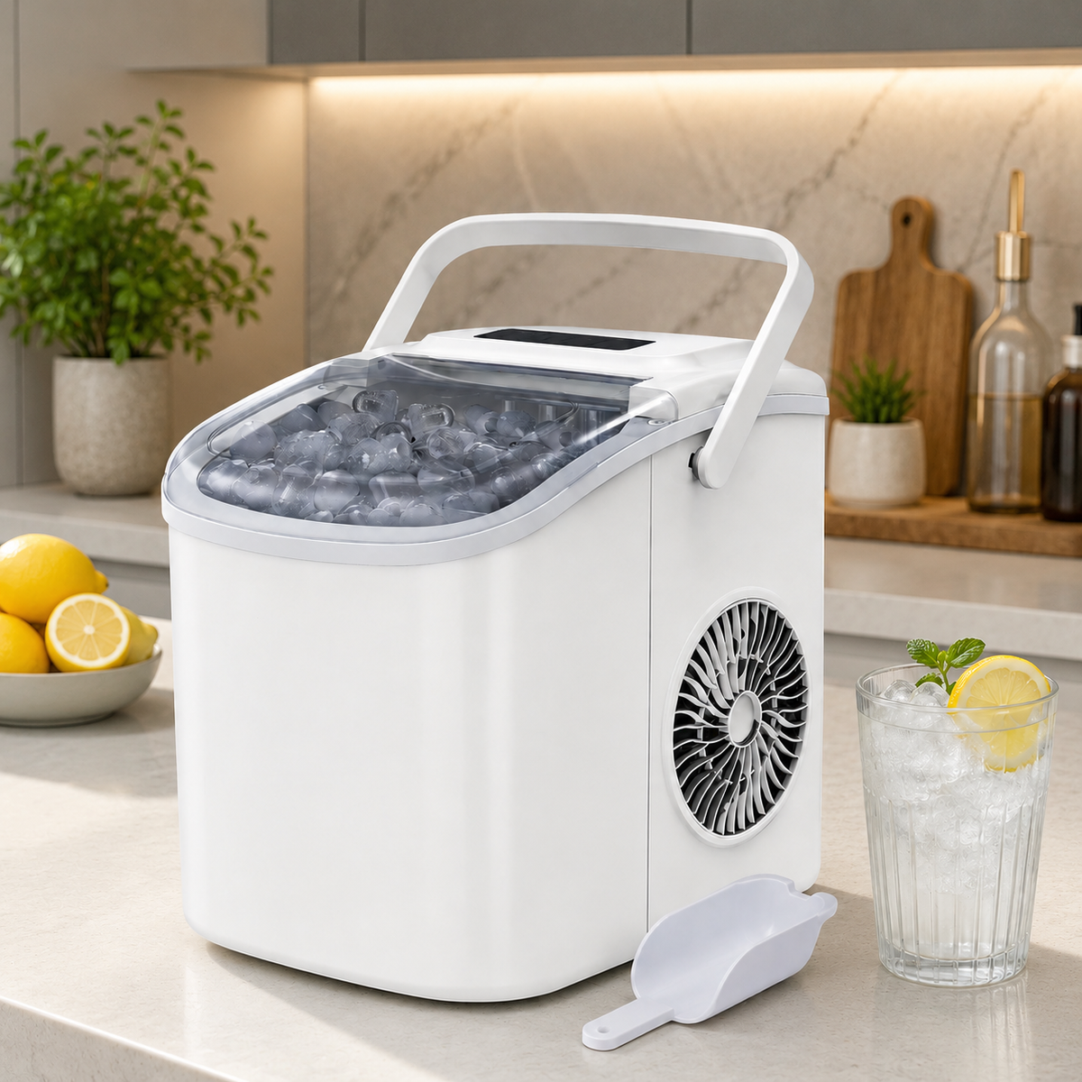 Nugget Ice Maker | Portable Countertop Ice Machine with Self-Cleaning Function | Efficient Ice Production for Home and Office