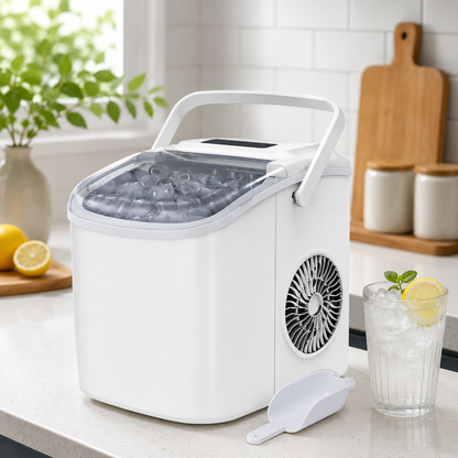 Nugget Ice Maker | Portable Countertop Ice Machine with Self-Cleaning Function | Efficient Ice Production for Home and Office