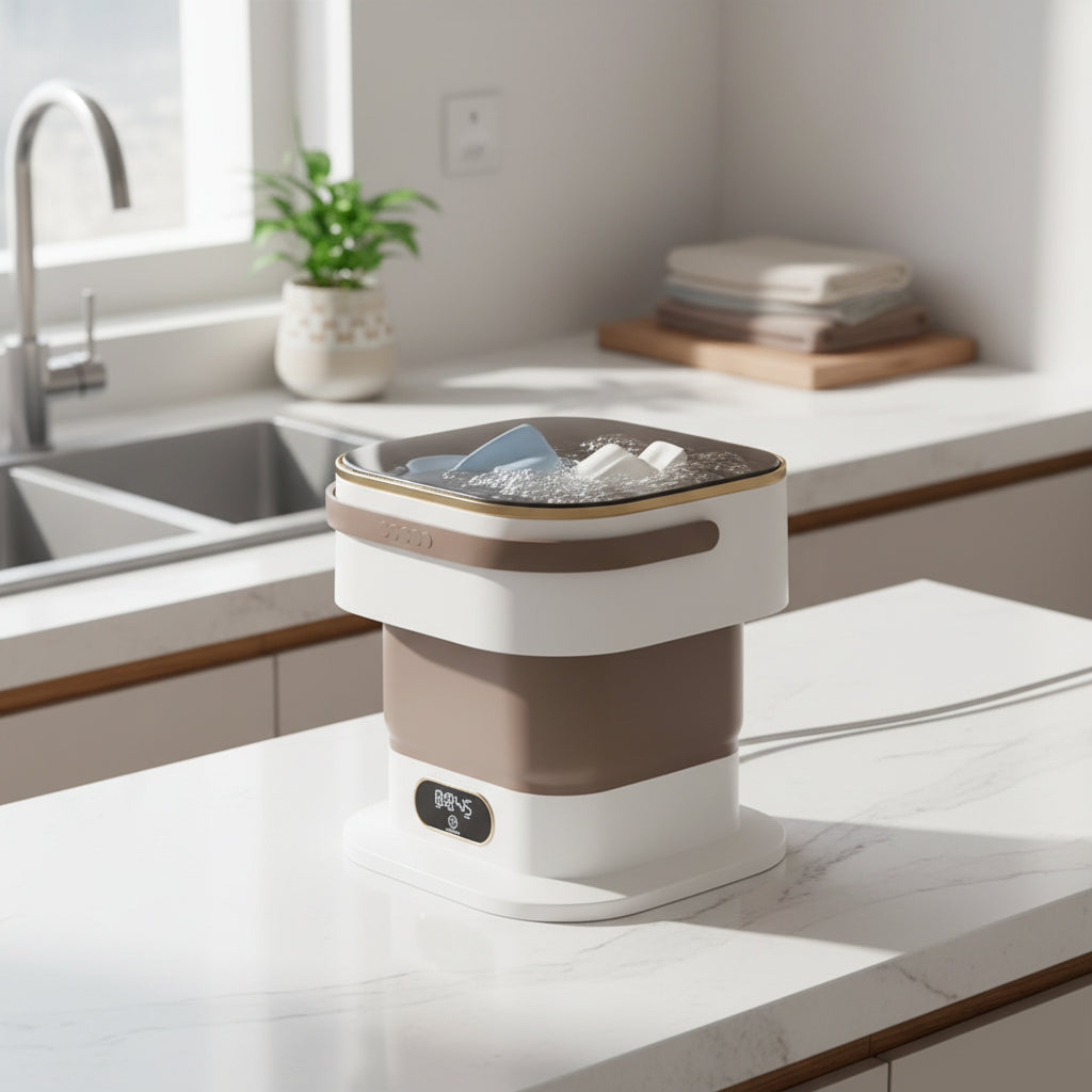 Vepine Portable Mini Washing Machine Foldable Front Load Gray