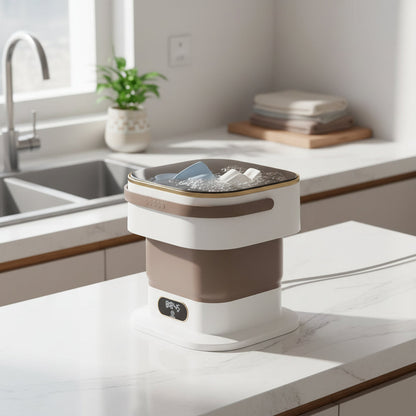 Vepine Portable Mini Washing Machine Foldable Front Load Gray
