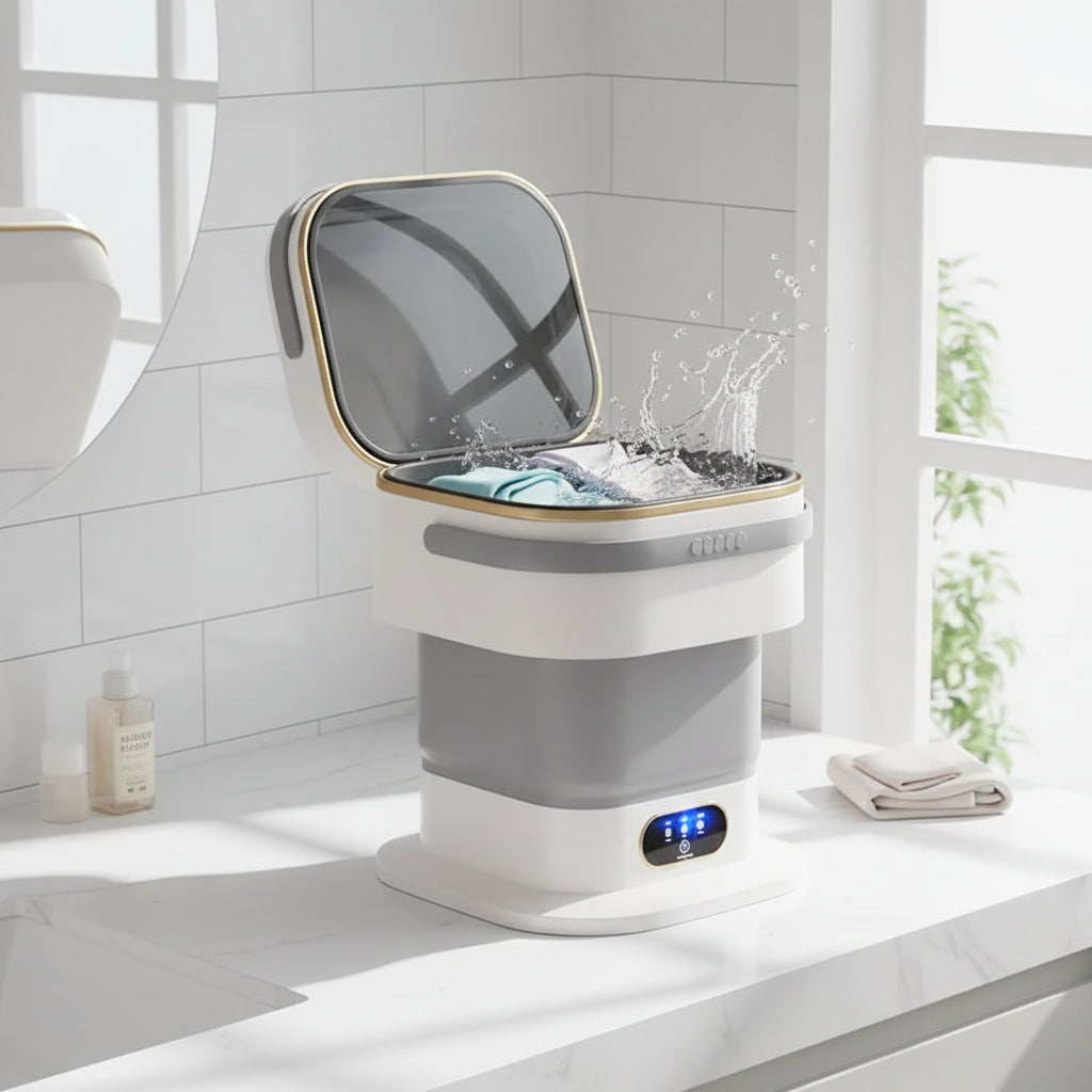 Vepine Portable Mini Washing Machine Foldable Front Load Gray