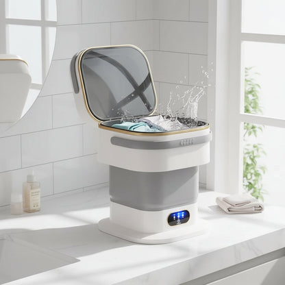 Vepine Portable Mini Washing Machine Foldable Front Load Gray
