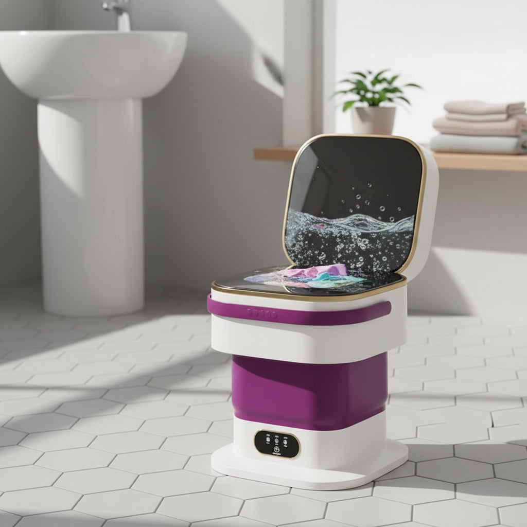 Vepine Portable Mini Washing Machine Foldable Front Load Gray