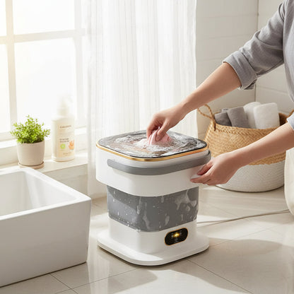 Vepine Portable Mini Washing Machine Foldable Front Load Gray