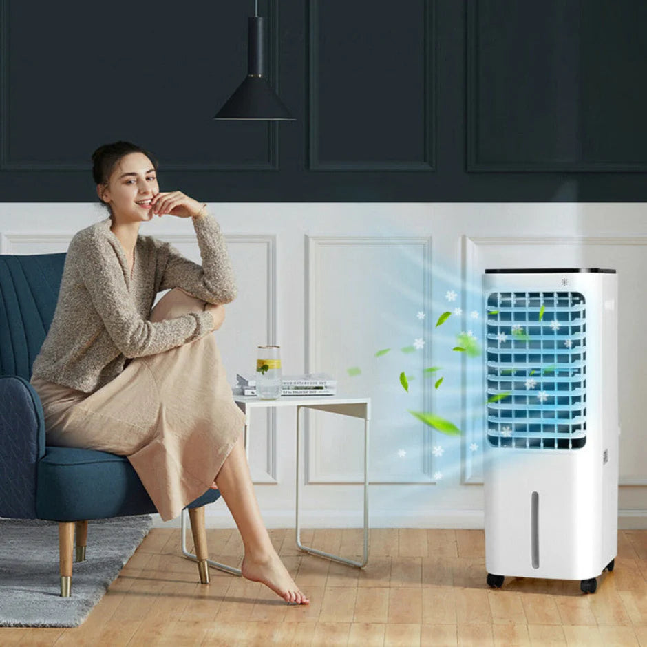 Portable Air Cooler | 4-in-1 Evaporative Fan with 12L Water Tank | Customizable Airflow for Home Comfort