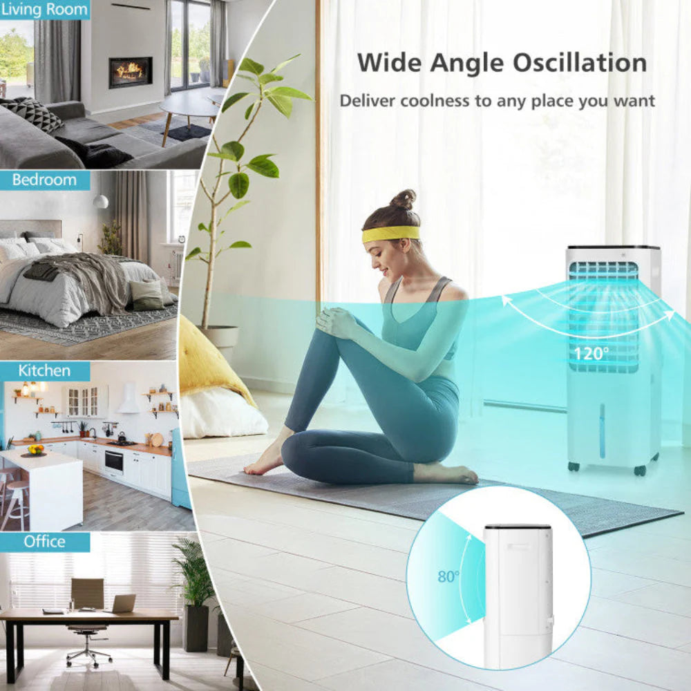 Portable Air Cooler | 4-in-1 Evaporative Fan with 12L Water Tank | Customizable Airflow for Home Comfort