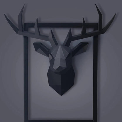 3D-Deer Head Sculpture, geometric resin, animal deer head wall decoration, modern home decor, luxurious decorative wall decor