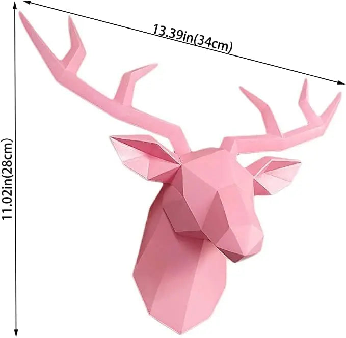 3D-Deer Head Sculpture, geometric resin, animal deer head wall decoration, modern home decor, luxurious decorative wall decor