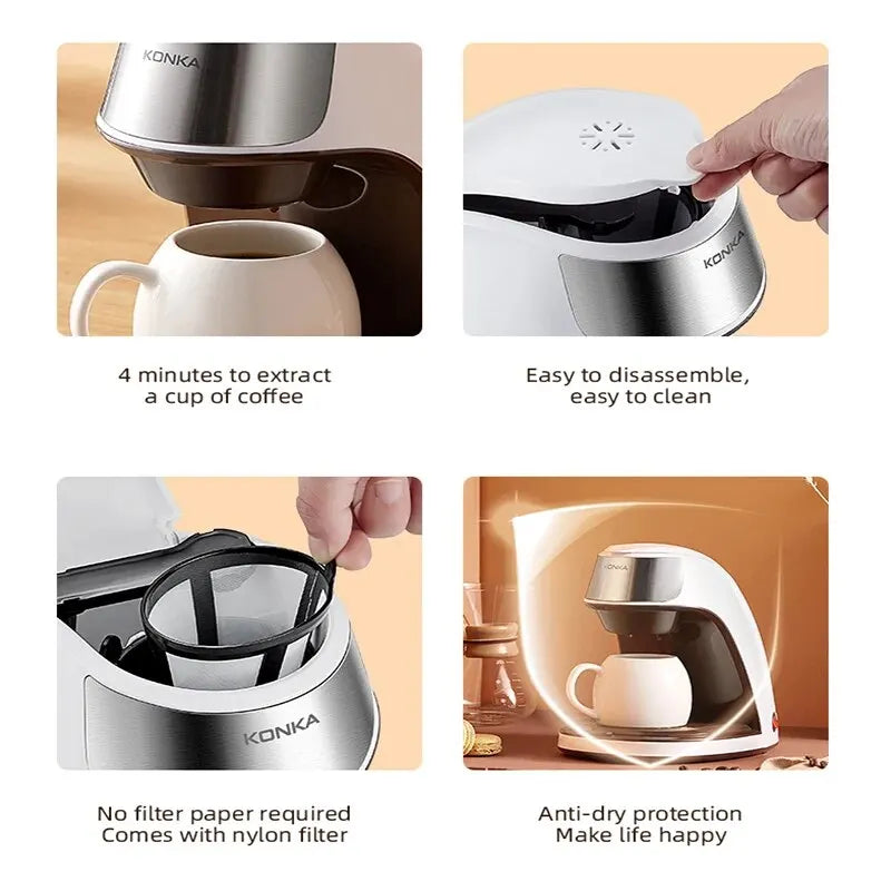 KONKA Coffee Machine 2 in 1, Tea and Coffee Powder, Multiple Drops, Cafeteria, Quick Heating, Office and Home, 220 V, Easy to Use