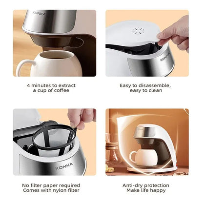 KONKA Coffee Machine 2 in 1, Tea and Coffee Powder, Multiple Drops, Cafeteria, Quick Heating, Office and Home, 220 V, Easy to Use