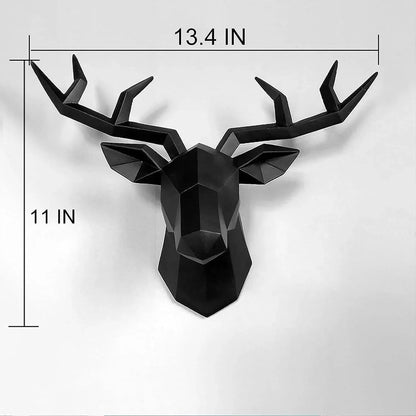3D-Deer Head Sculpture, geometric resin, animal deer head wall decoration, modern home decor, luxurious decorative wall decor