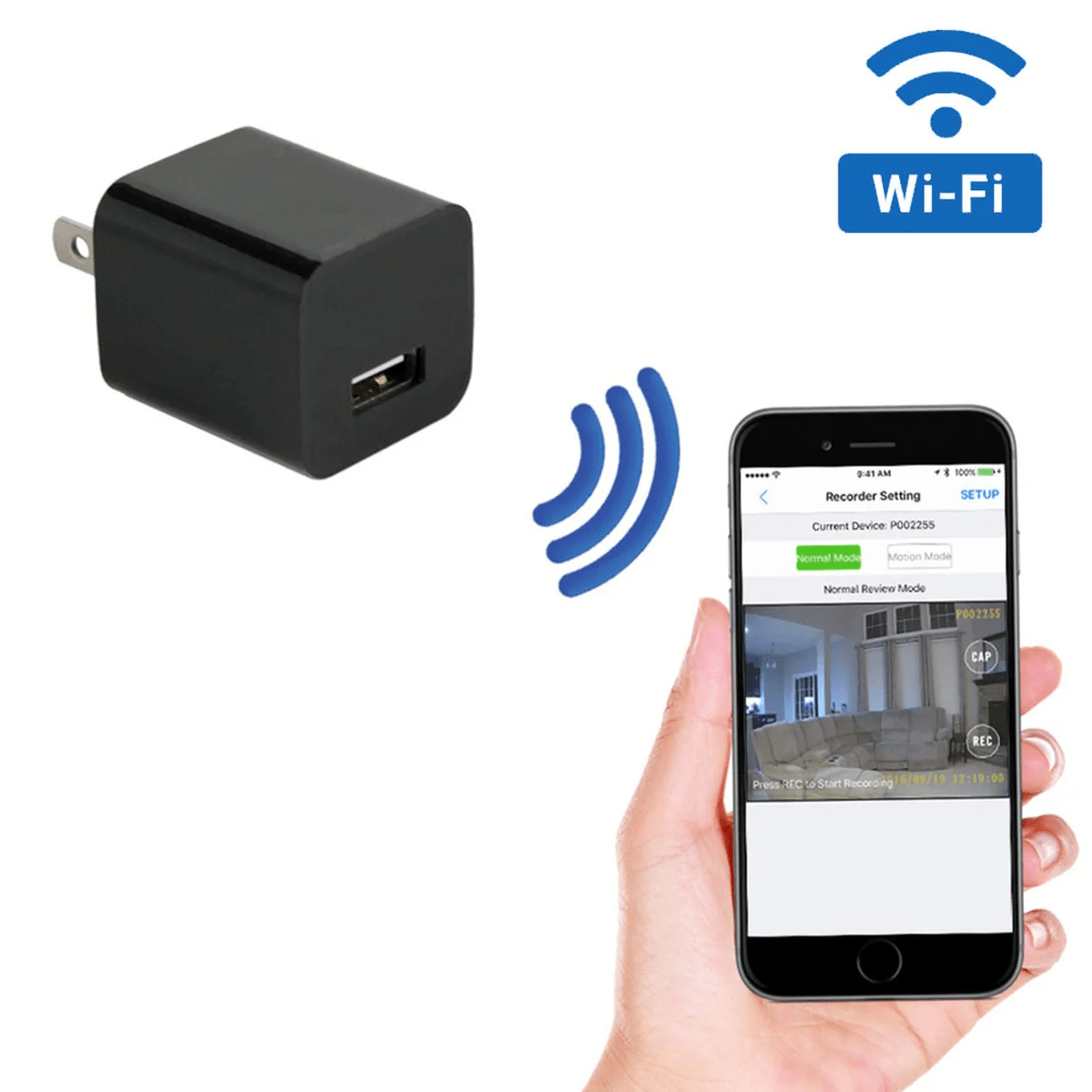 Smart Home | Security Camera with 1080P HD Streaming &amp; Motion Detection | Discreet USB Charger for Home Monitoring