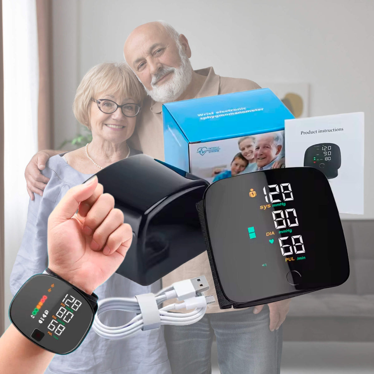 Smart Wrist Blood Pressure Monitor with Voice Alerts &amp; LCD Screen | Portable Health Tracker for Accurate Readings