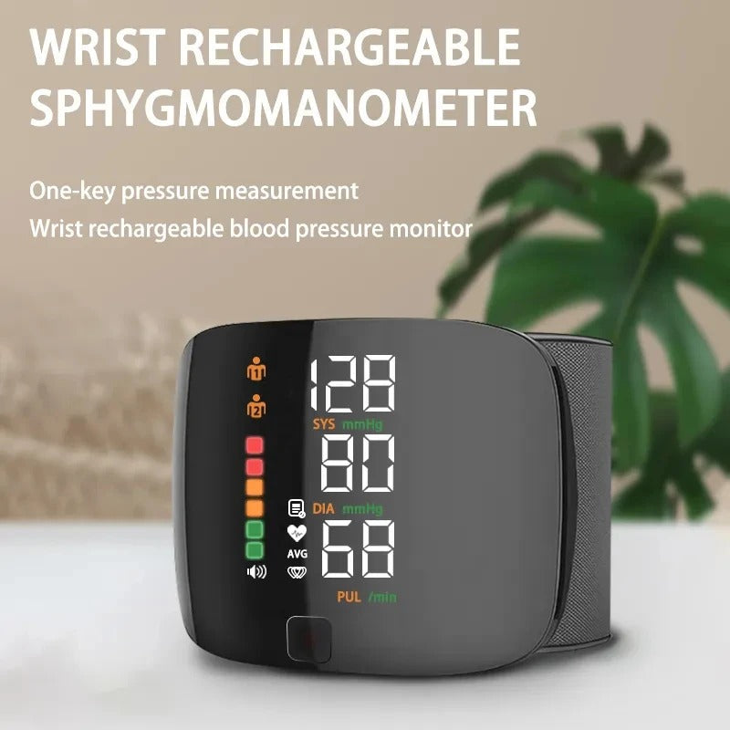 Smart Wrist Blood Pressure Monitor with Voice Alerts &amp; LCD Screen | Portable Health Tracker for Accurate Readings