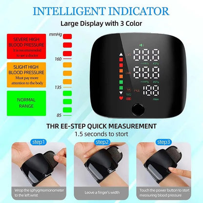 Smart Wrist Blood Pressure Monitor with Voice Alerts &amp; LCD Screen | Portable Health Tracker for Accurate Readings