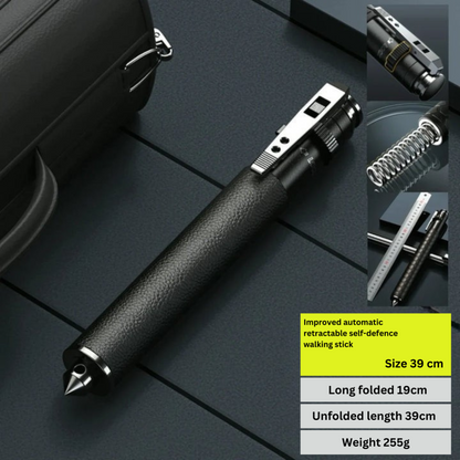 Automatic Self-Defense Walking Stick | Quick-Deploy Mechanism, Adjustable Height, Ergonomic Grip &amp; Enhanced Stability