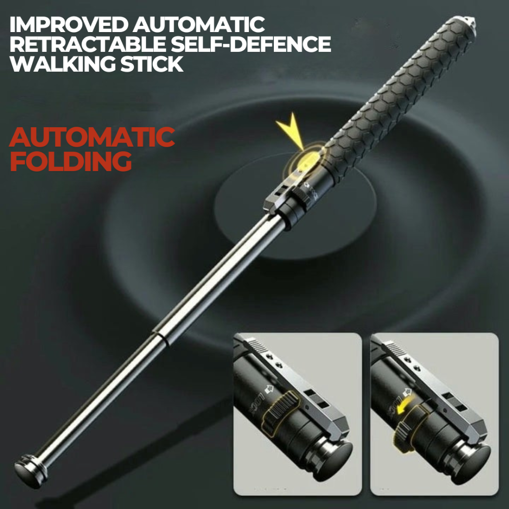 Automatic Self-Defense Walking Stick | Quick-Deploy Mechanism, Adjustable Height, Ergonomic Grip &amp; Enhanced Stability