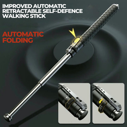 Automatic Self-Defense Walking Stick | Quick-Deploy Mechanism, Adjustable Height, Ergonomic Grip &amp; Enhanced Stability