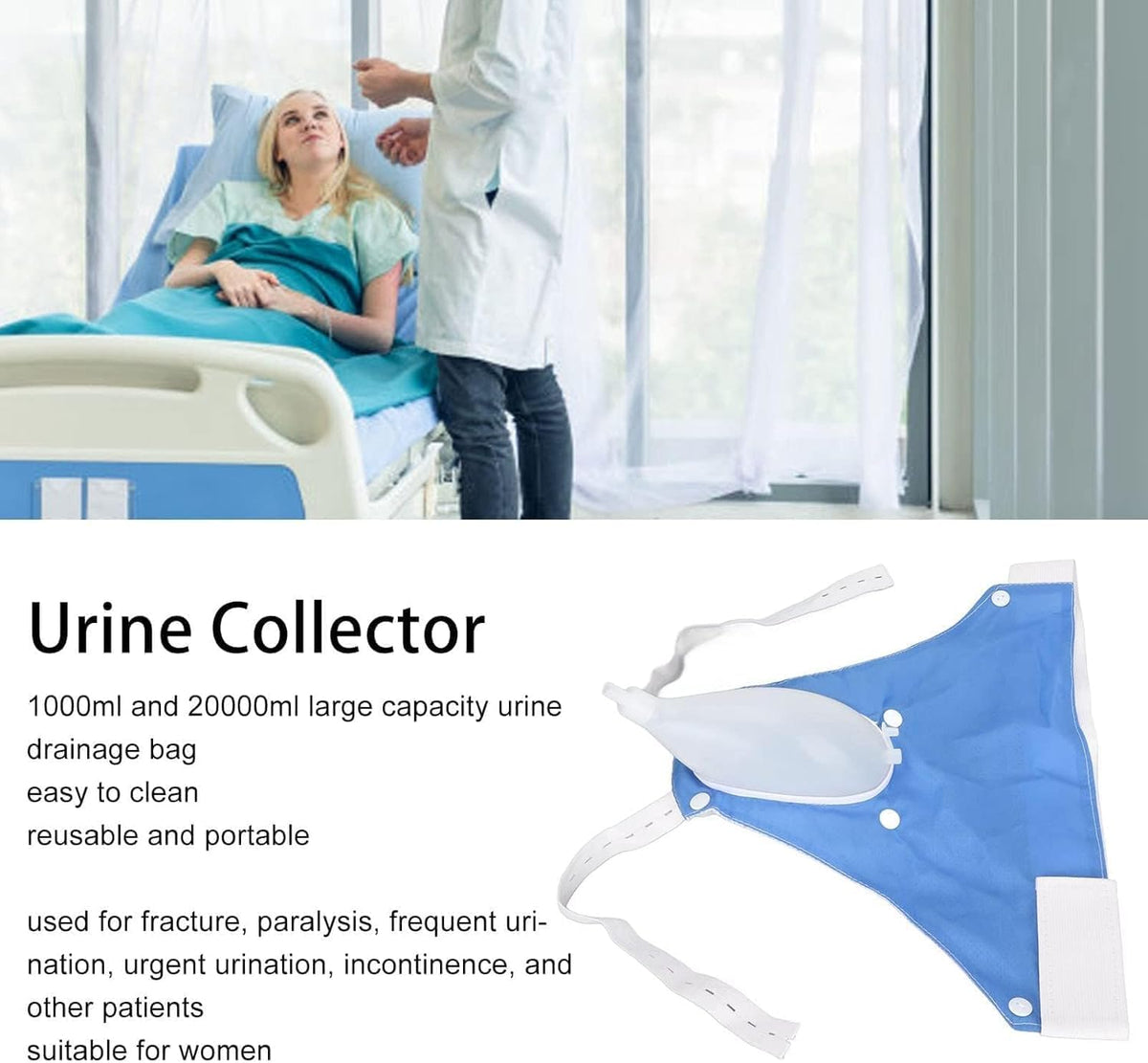 Wearable Urine Collector System with Adjustable Straps &amp; 1000 mL Capacity for Comfort and Convenience