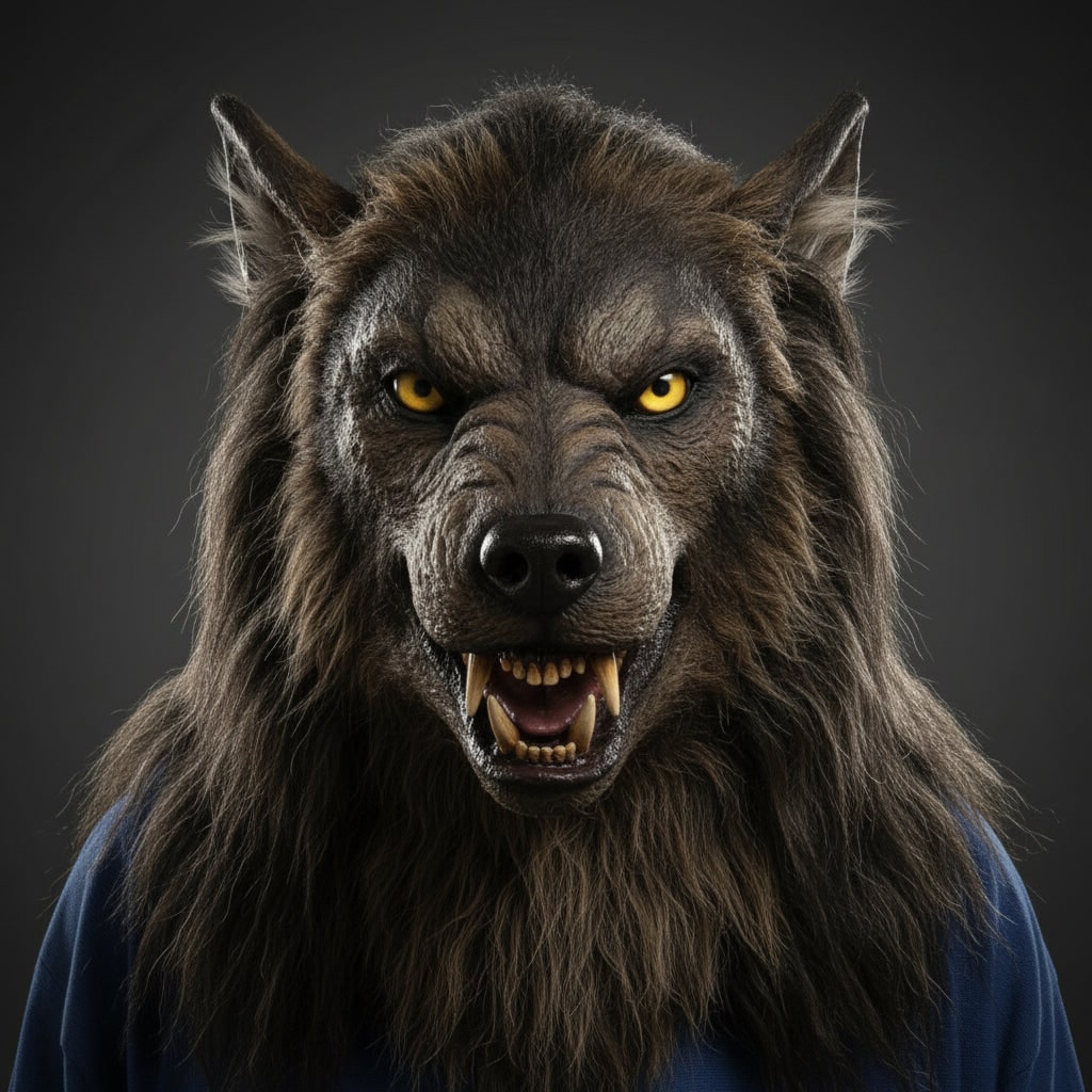 Wolf Mask | Realistic Halloween Costume Accessory with Detailed Fur Texture | Full-Face Coverage for Spooky Transformations