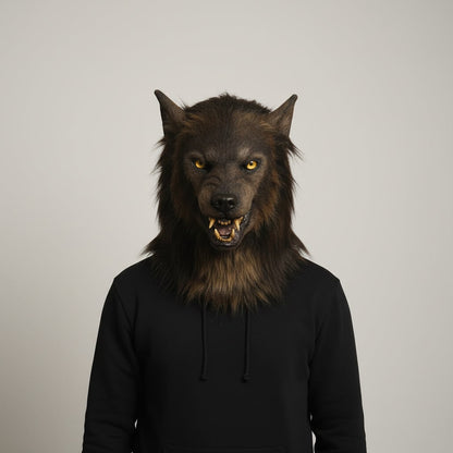 Wolf Mask | Realistic Halloween Costume Accessory with Detailed Fur Texture | Full-Face Coverage for Spooky Transformations