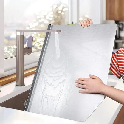 High-quality cutting board made of stainless steel with edge – ideal for homemade pizza, pastries, and more!