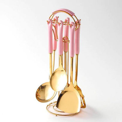 Golden Kitchen Utensils with Stand