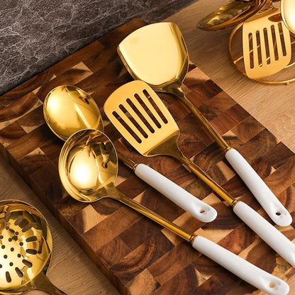 Golden Kitchen Utensils with Stand
