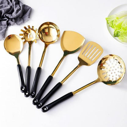 Golden Kitchen Utensils with Stand