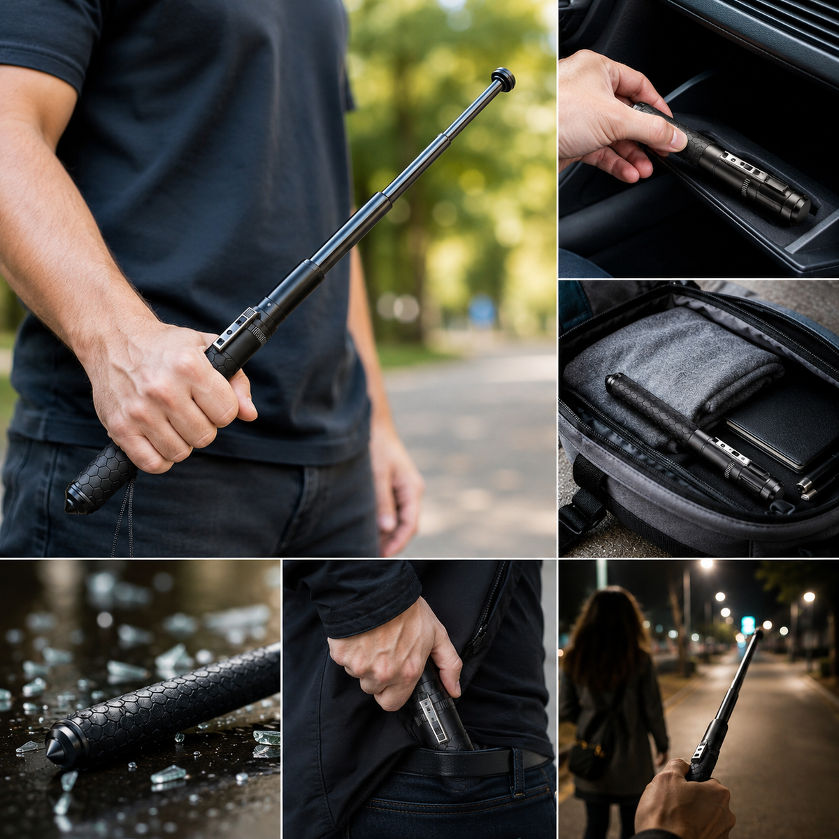 Automatic Self-Defense Walking Stick | Quick-Deploy Mechanism, Adjustable Height, Ergonomic Grip &amp; Enhanced Stability