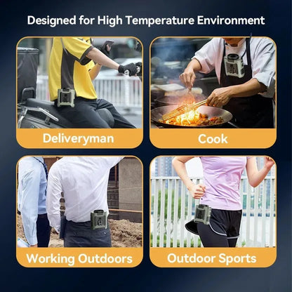 10000mAh Portable Outdoor Waist Fan – Hanging Neck &amp; Strong Wind with Power Bank &amp; LED Lighting | Bowlift