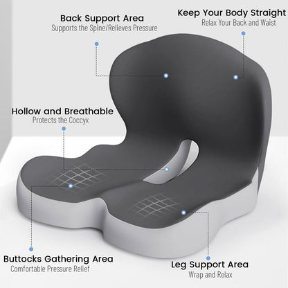 Unisex Ergonomic Memory Foam Seat Cushion for Pain Relief