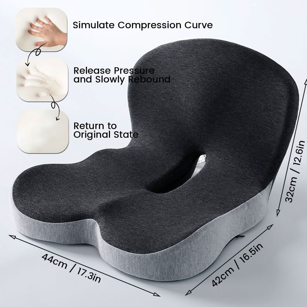 Unisex Ergonomic Memory Foam Seat Cushion for Pain Relief