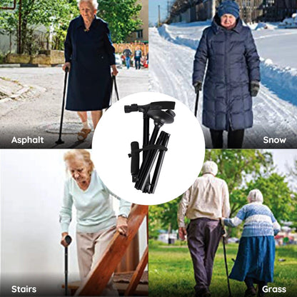 Unisex Foldable Walking Cane with LED Light &amp; Non-Slip Base