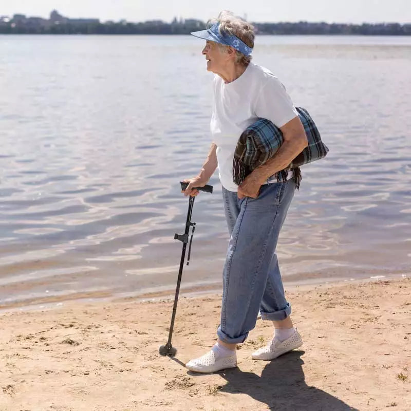 Unisex Foldable Walking Cane with LED Light &amp; Non-Slip Base