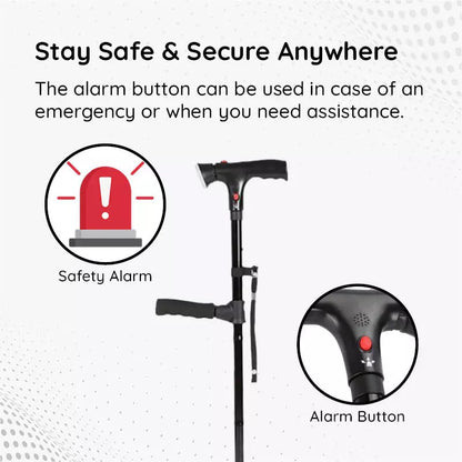 Unisex Foldable Walking Cane with LED Light &amp; Non-Slip Base