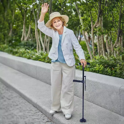 Unisex Foldable Walking Cane with LED Light &amp; Non-Slip Base