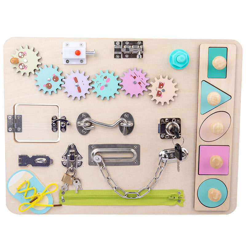 Unisex Wooden Sensory Activity Board for Toddlers - Learning &amp; Play