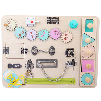 Unisex Wooden Sensory Activity Board for Toddlers - Learning &amp; Play