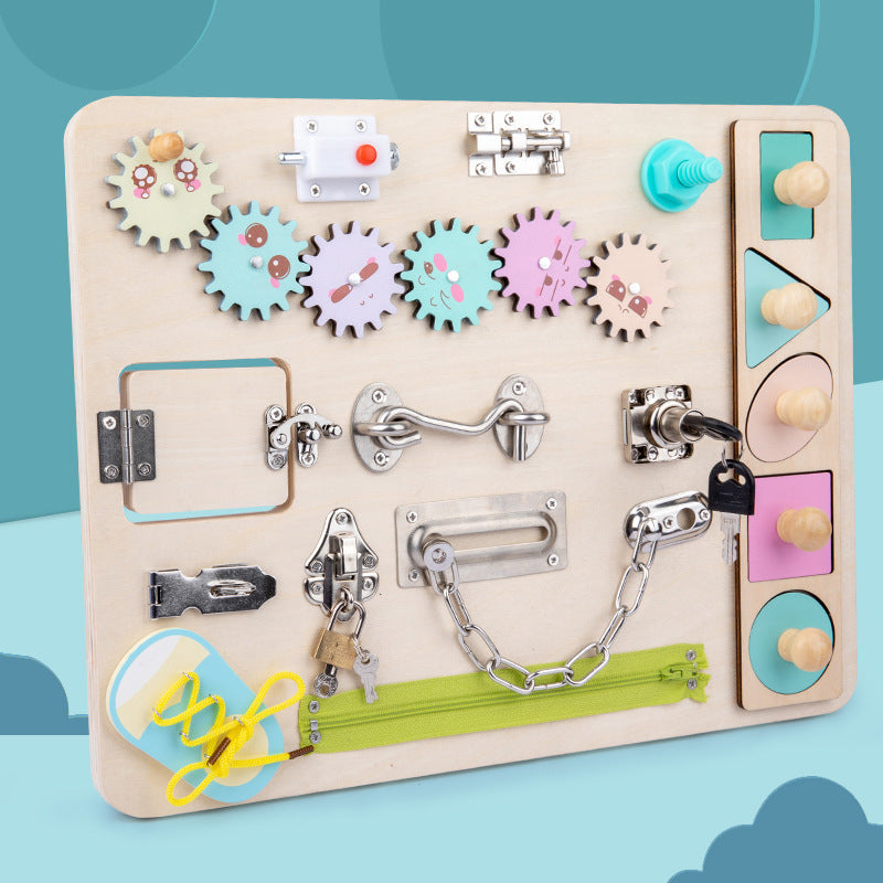 Unisex Wooden Sensory Activity Board for Toddlers - Learning &amp; Play