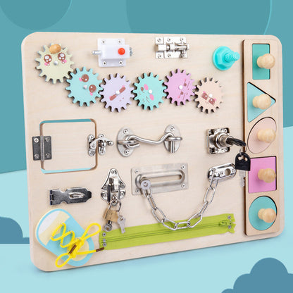 Unisex Wooden Sensory Activity Board for Toddlers - Learning &amp; Play