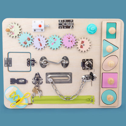 Unisex Wooden Sensory Activity Board for Toddlers - Learning &amp; Play