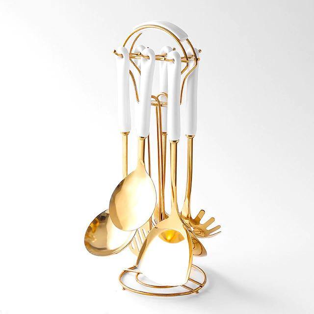 Golden Kitchen Utensils with Stand