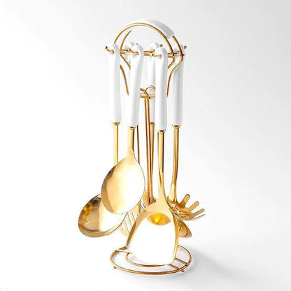 Golden Kitchen Utensils with Stand
